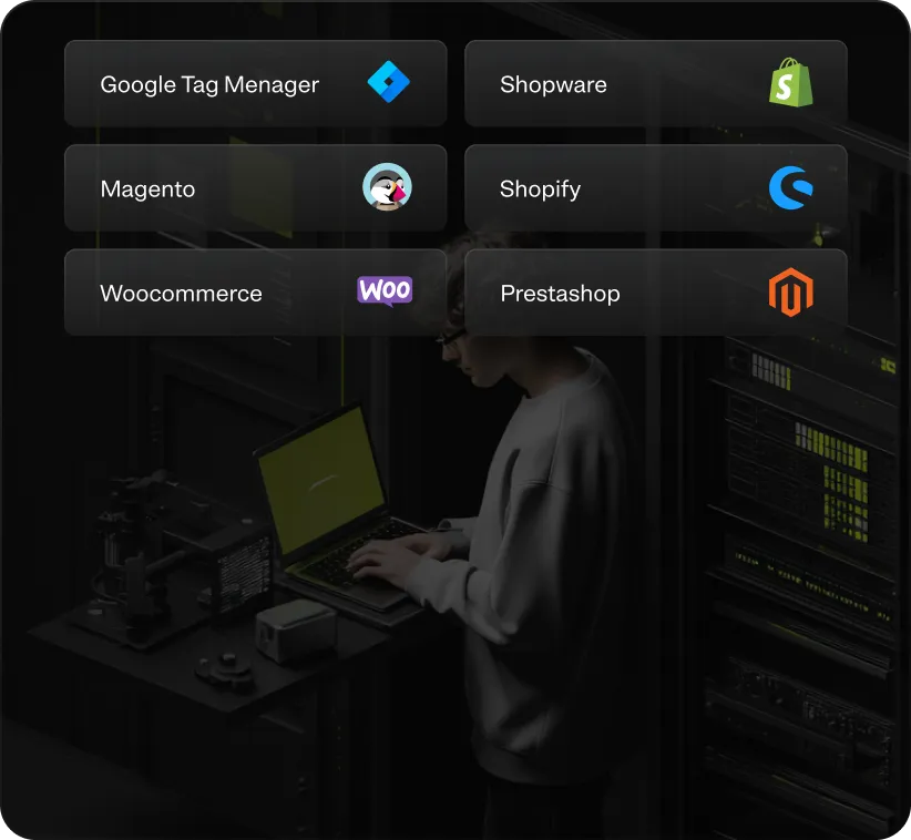 Интеграция с любыми платформами за 2 недели:
API, Bitrix, GTM и другие возможности миграции для ускоренного запуска